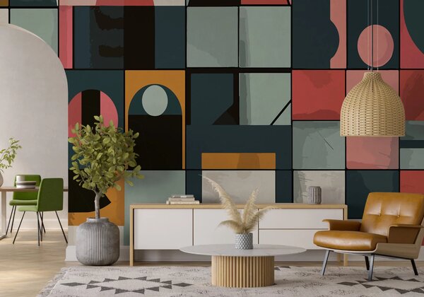 Colorful wallpaper in the living room