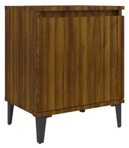 Bed Cabinet with Metal Legs Brown Oak 40x30x50 cm