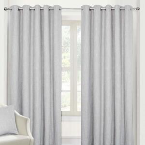 Light Grey Heavy Weight Textured Blackout Lined Thermal Eyelet Curtain Pair, 66 x 90"