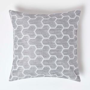 Homescapes Geometric Grey Jacquard Cushion Cover, 45 x 45 cm