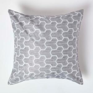 Homescapes Geometric Grey Jacquard Cushion Cover, 60 x 60 cm