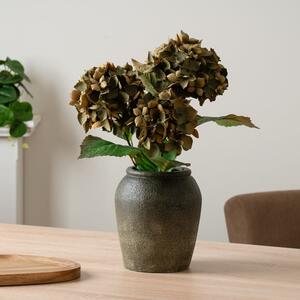 Artificial Hydrangea Arrangement in Ceramic Vase