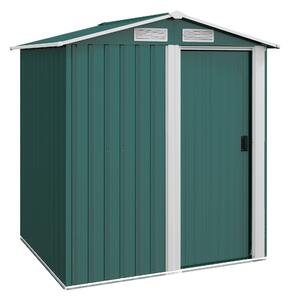 Outsunny 1.5 x 1.3m Garden Storage Shed, Outdoor Tool Organiser with Sliding Door, Sloped Roof & Mental Frame, Green Aosom UK