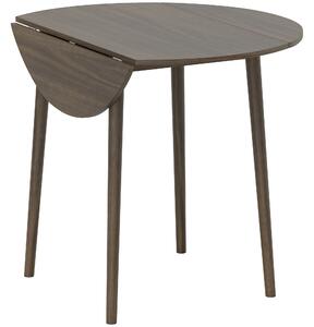 HOMCOM Folding Dining Table for 4, Round Drop Leaf Table, Modern Space Saving Small Kitchen Table with Wood Legs for Dining Room, Grey