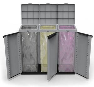 Recycling Waste Bin Ecoline Black/Grey 3 doors (102 x 39 x 88,7 cm)