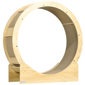PawHut Cat Wheel with Brake, Scratching Pads, Oak Aosom UK