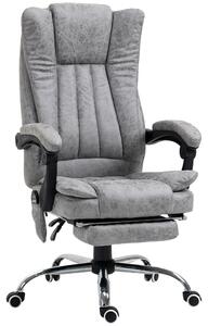 Vinsetto 6-Points Massage Office Chair w/ Vibrating & Heating, Microfibre Executive Office Chair with Manual Footrest, Anti-Cat-Scratch , Grey Aosom UK