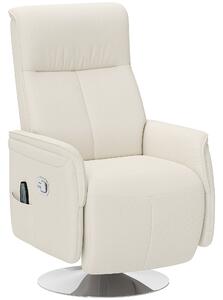 HOMCOM Massage Recliner Chair with Footstool, Upholstered Reclining Armchair with Adjustable Backrest and Steel Frame, Breathable Linen Fabric Swivel Chair for Living Room, Bedroom, Cream White