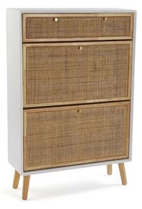 Shoe Rack Versa Vega Rattan Paolownia wood 25,5 x 106 x 70 cm