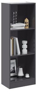 3-Tier Book Cabinet High Gloss Grey 40x24x109 cm Engineered Wood