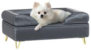 PawHut Cat Sofa Pet Couch w/ Removable Backrest, Soft Cushion, Washable Cover, for Small and Medium Sized Dogs, Grey Aosom UK