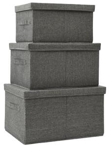 Stackable Storage Box Set of 3 Piece Fabric Anthracite