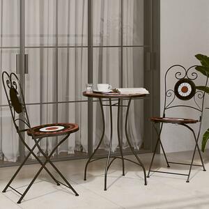 Etrix Garden Ceramic Top Bistro Set in Terracotta and Black