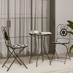 Etrix Garden Ceramic Top Bistro Set in Black and White
