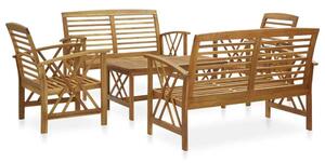Yerivo Garden Acacia Wood Lounge Set with Coffee Table in Brown