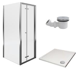 Aqualux Bi-Fold Door Shower Enclosure and Tray Package - 800 x 800mm (6mm Glass)