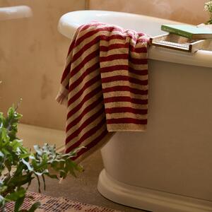 Sandstone Red Pembroke Stripe Cotton Towels | Facecloth | Piglet in Bed