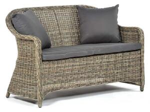 Ryker Rattan 2 Seater Sofa With Dark Grey Cushion In Brown