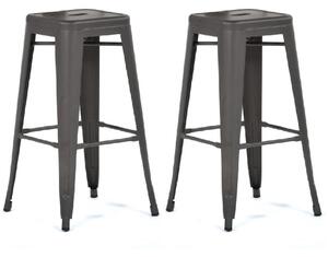 Maire Gun Grey Metal Bar Stools In Pair