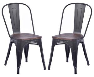 Maire Gun Grey Metal Bar Chairs In Pair