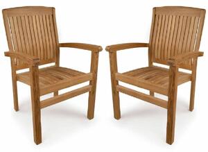 Pryor Teak Wooden Outdoor Arm Chairs In Pair