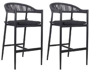 Nardo Charcoal Weave Bar Chairs In Pair