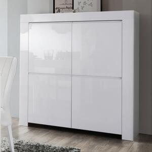 Benetti High Gloss Highboard With 4 Doors In White