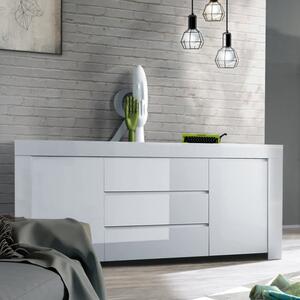 Benetti High Gloss Sideboard With 2 Doors 3 Drawers In White