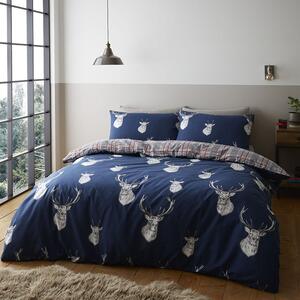 Catherine Lansfield Stag Duvet Cover Bedding Set Navy