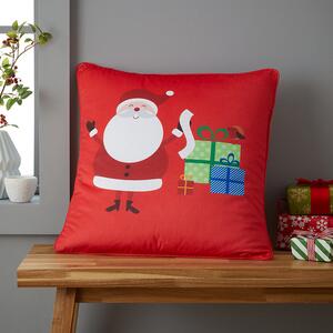 Catherine Lansfield Santas Christmas Presents Filled Cushion 45cm x 45cm Red