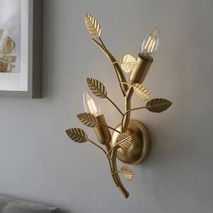 Laveen 2 Light Metal Floral Flush Wall Light In Gold