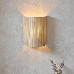 Leander Natural Seagrass Drum Shade Wall Light In Matt Black