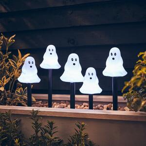 Set of 5 Ghost Stake Lights Black and white