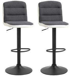 HOMCOM Bar stool Set of 2 Armless Adjustable Height Upholstered Bar Chair with Swivel Seat, Dark Grey