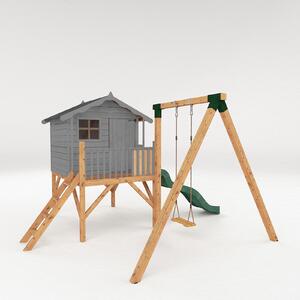 Country Living 5ft x 5ft Premium Hixon Tower Playhouse with Slide and Swing Painted + Installation - Thorpe Towers Grey
