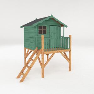 Country Living 5ft x 5ft Premium Hixon Tower Playhouse Painted + Installation - Aurora Green
