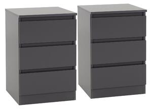 Set of 2 Walker 3 Drawer Bedside Tables Grey