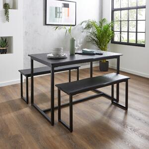 Ronan Wave Edge Dining Table and Bench Set Black