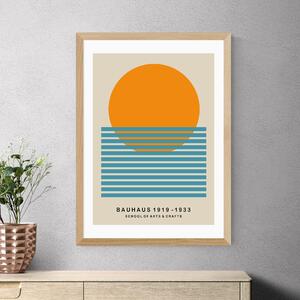 East End Prints Mid Century Sun Bauhaus by Luxe Poster Co Orange