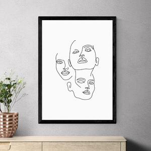 East End Prints Three Line Art Faces by Sundry Society Black