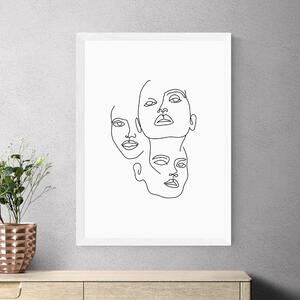 East End Prints Three Line Art Faces by Sundry Society Black