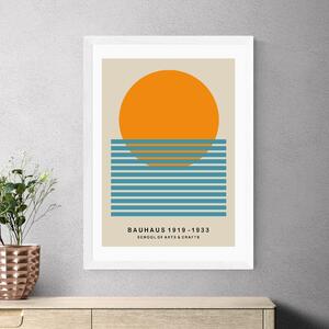 East End Prints Mid Century Sun Bauhaus by Luxe Poster Co Orange