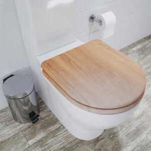 Croydex Levico Oak Effect Flexi Fix D Shape Toilet Seat Brown