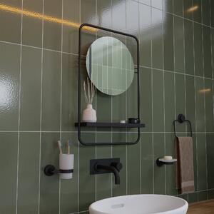 Croydex Furzton Round Wall Mirror with Shelf Black