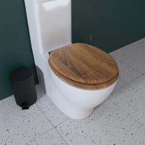 Croydex Ontario Teak Effect Flexi Fix Oval Toilet Seat Brown