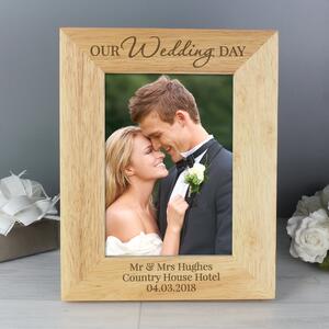 Personalised Our Wedding Day Wooden Photo Frame Natural