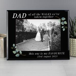Personalised Of All The Walks Glass Wedding Frame Black