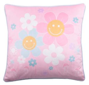 Retro Flower 43cm x 43cm Filled Cushion Pink