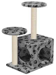 Cat Tree with Sisal Scratching Posts 60 cm Grey Paw Prints