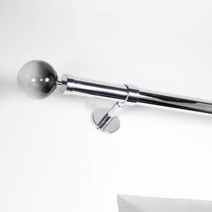 Erin Smoked Glass 25/28mm Extendable Eyelet Curtain Pole Chrome